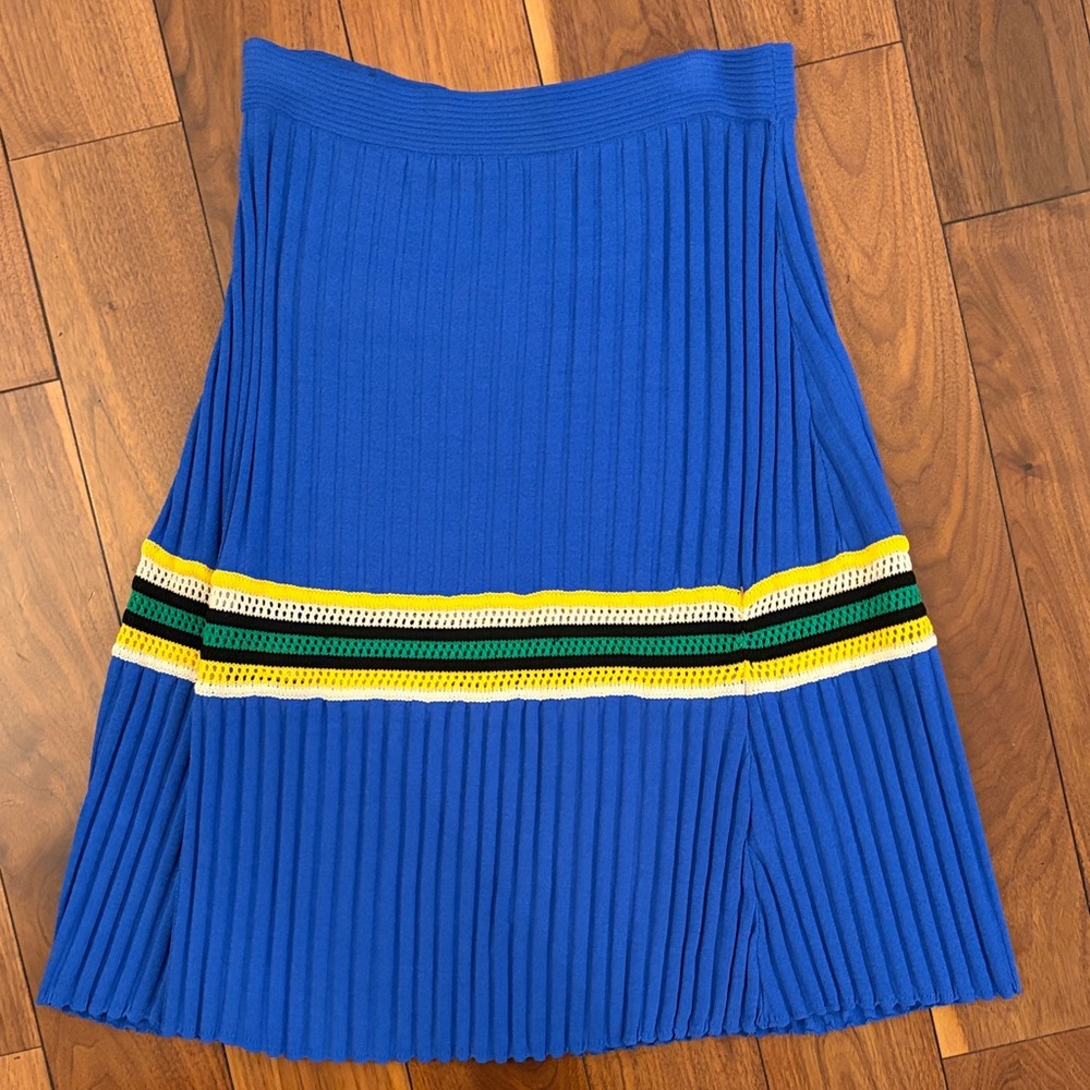 Wales Bonner Blue A-Line Skirt with Striped Accent